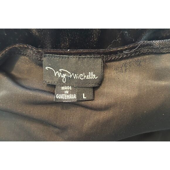 Vintage Y2K My Michelle Velvet Cropped Shrug Sheer Sleeve Black L Whimsigoth - Picture 2 of 5